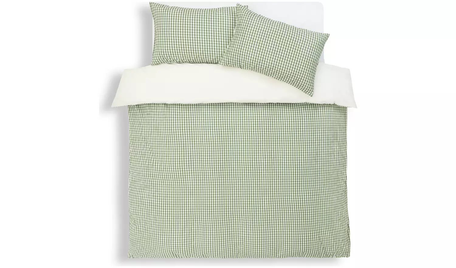 Habitat Seersucker Gingham Woven Green Bedding Set- Single
