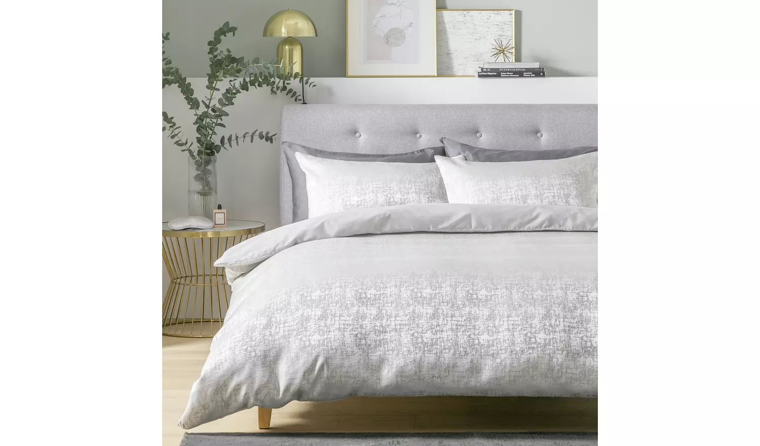 Habitat Distressed Jacquard Silver Bedding Set - Double