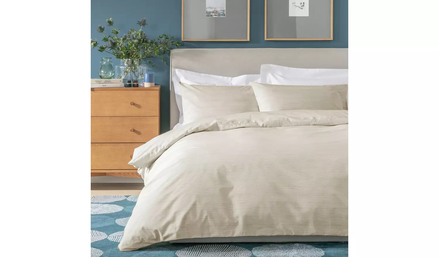 Habitat Stockholm Stripe Neutral Bedding Set - Double