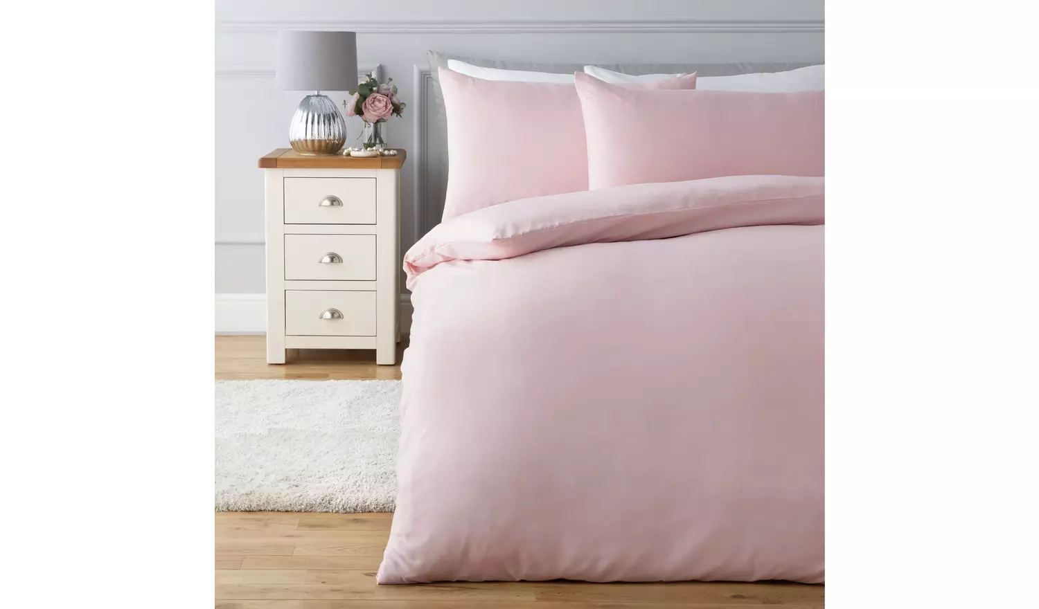 Silentnight Supersoft Plain Blush Pink Bedding Set - Double