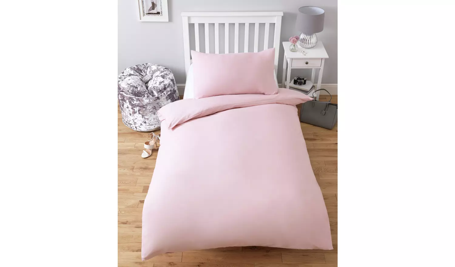 Silentnight Supersoft Plain Blush Pink Bedding Set - Single