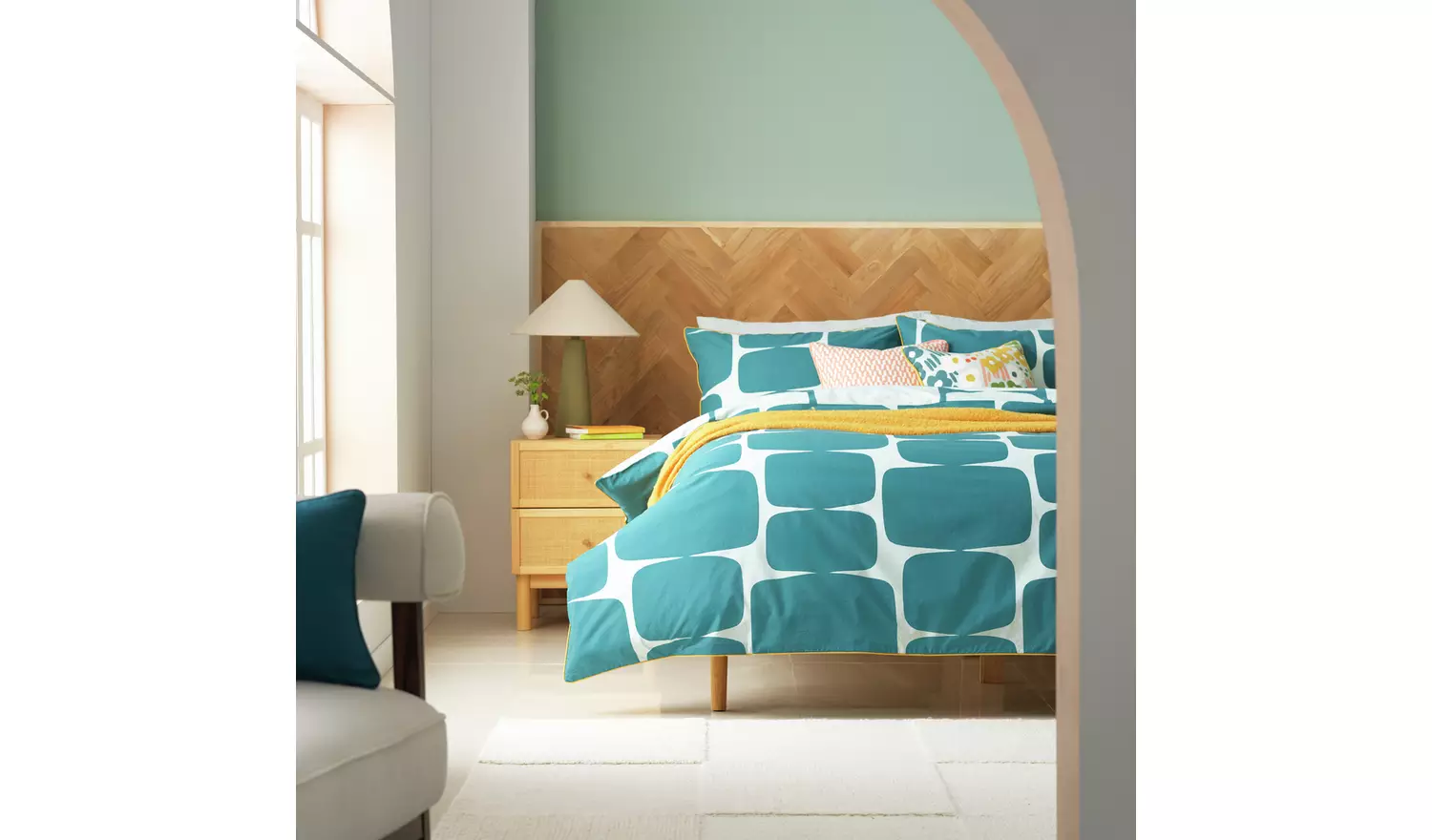 Habitat x Scion Cotton Lohko Teal Bedding Set - Double