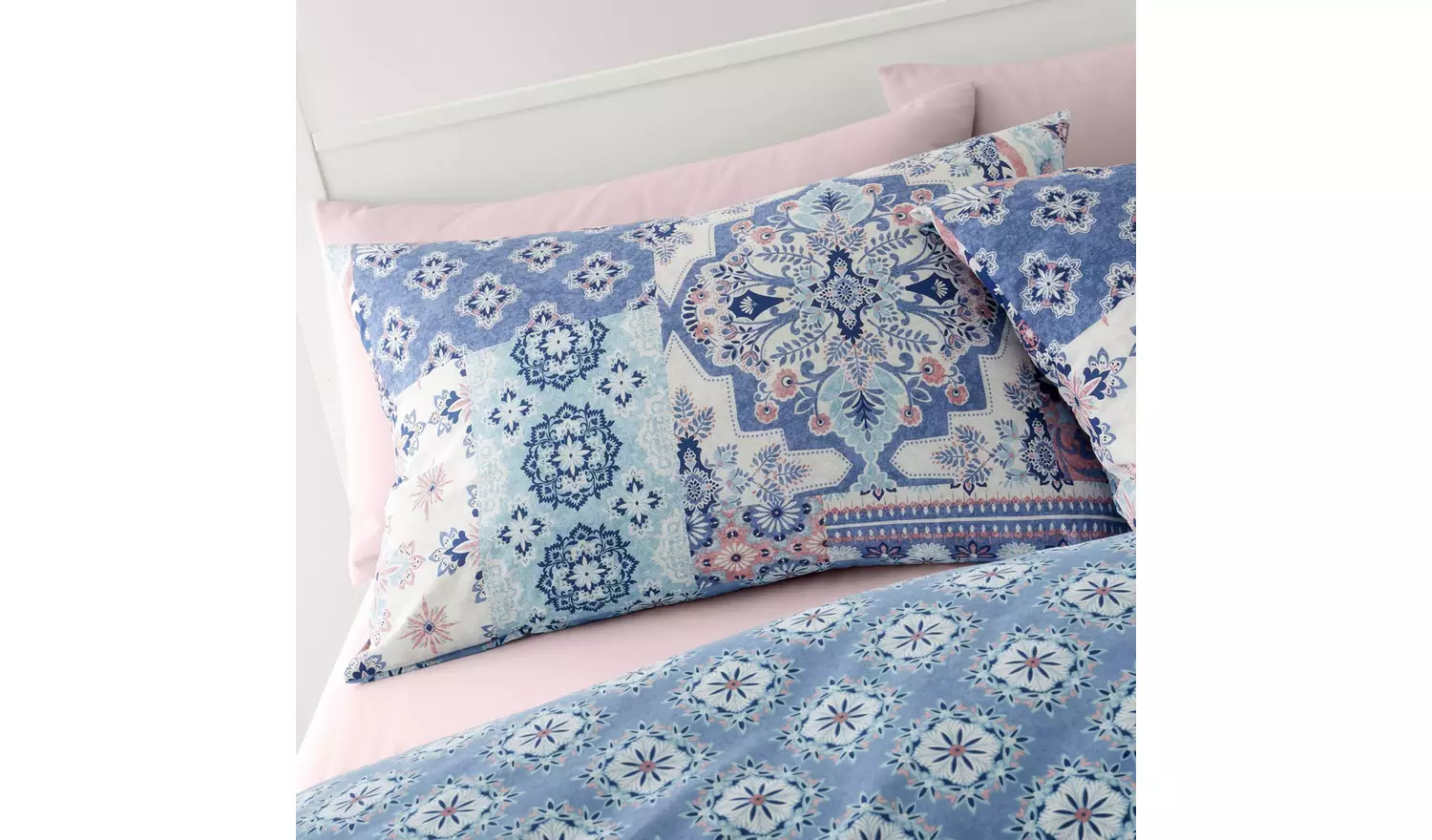 Catherine Lansfield Boho Patchwork Blue Bedding Set - Double