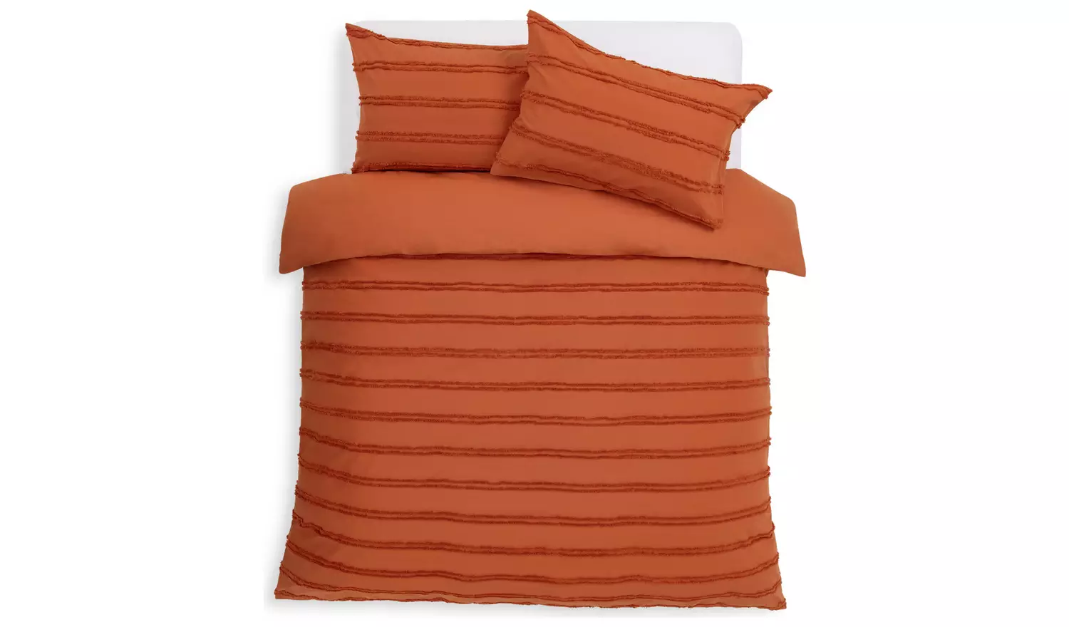 Habitat Cotton Tufted Stripe Orange Bedding Set - Double