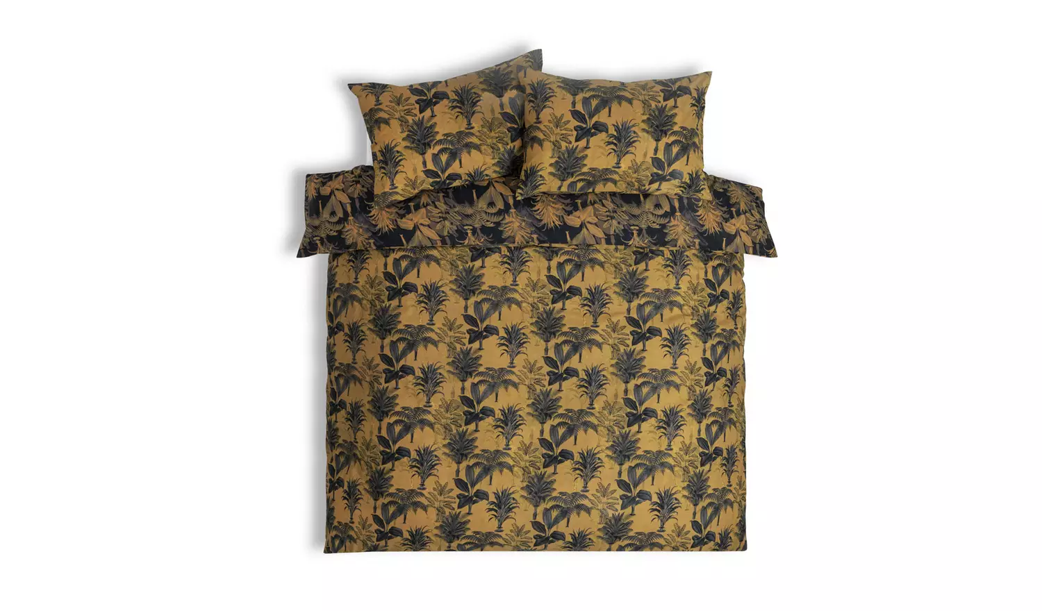 Habitat Palm Floral Print Mustard Bedding Set - Double