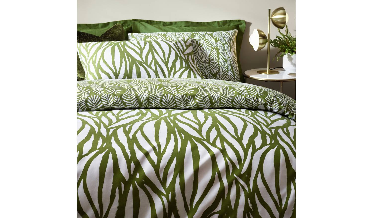Hoem Frond Olive Green Bedding Set - Single