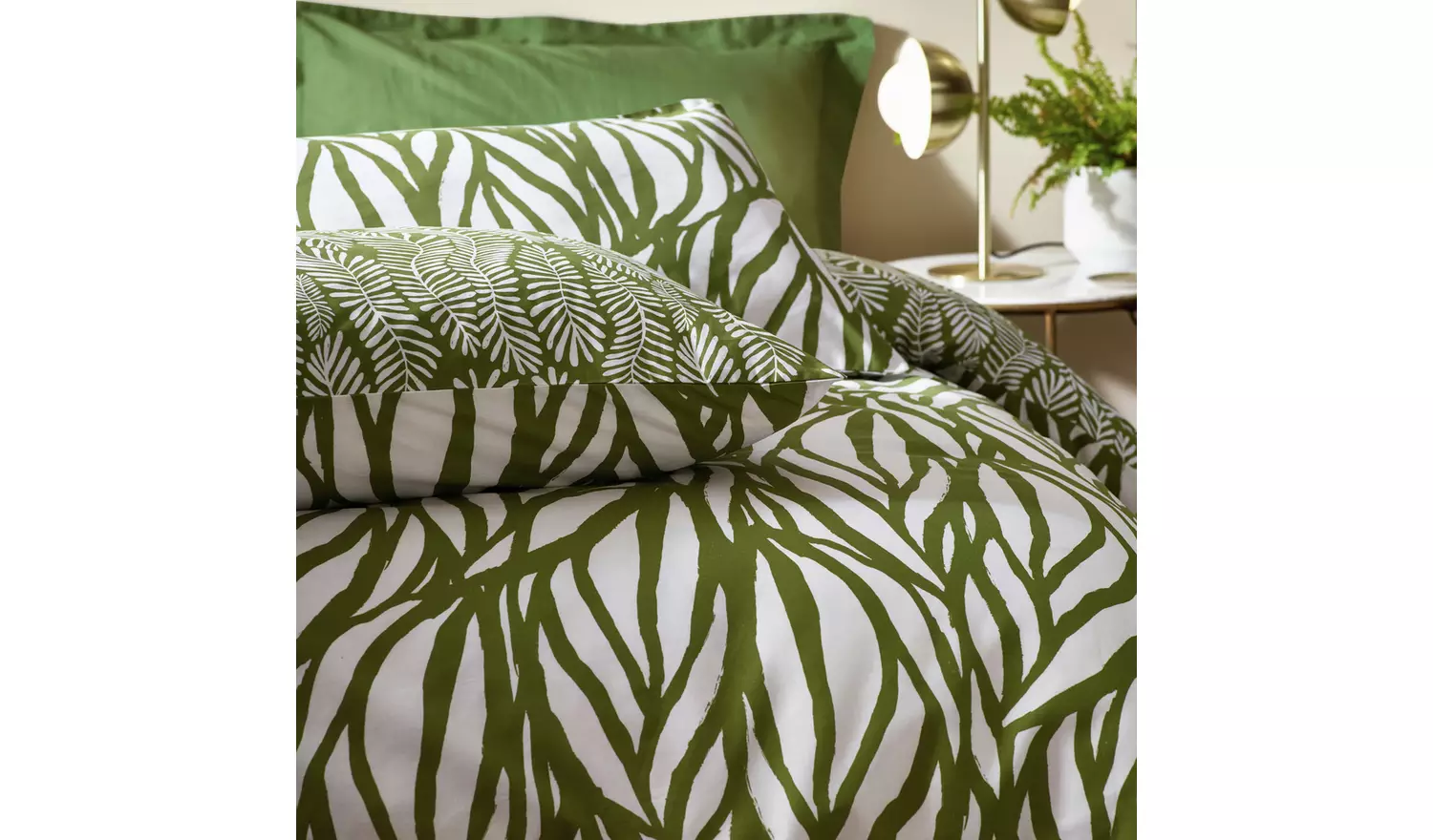 Hoem Frond Olive Green Bedding Set - Single