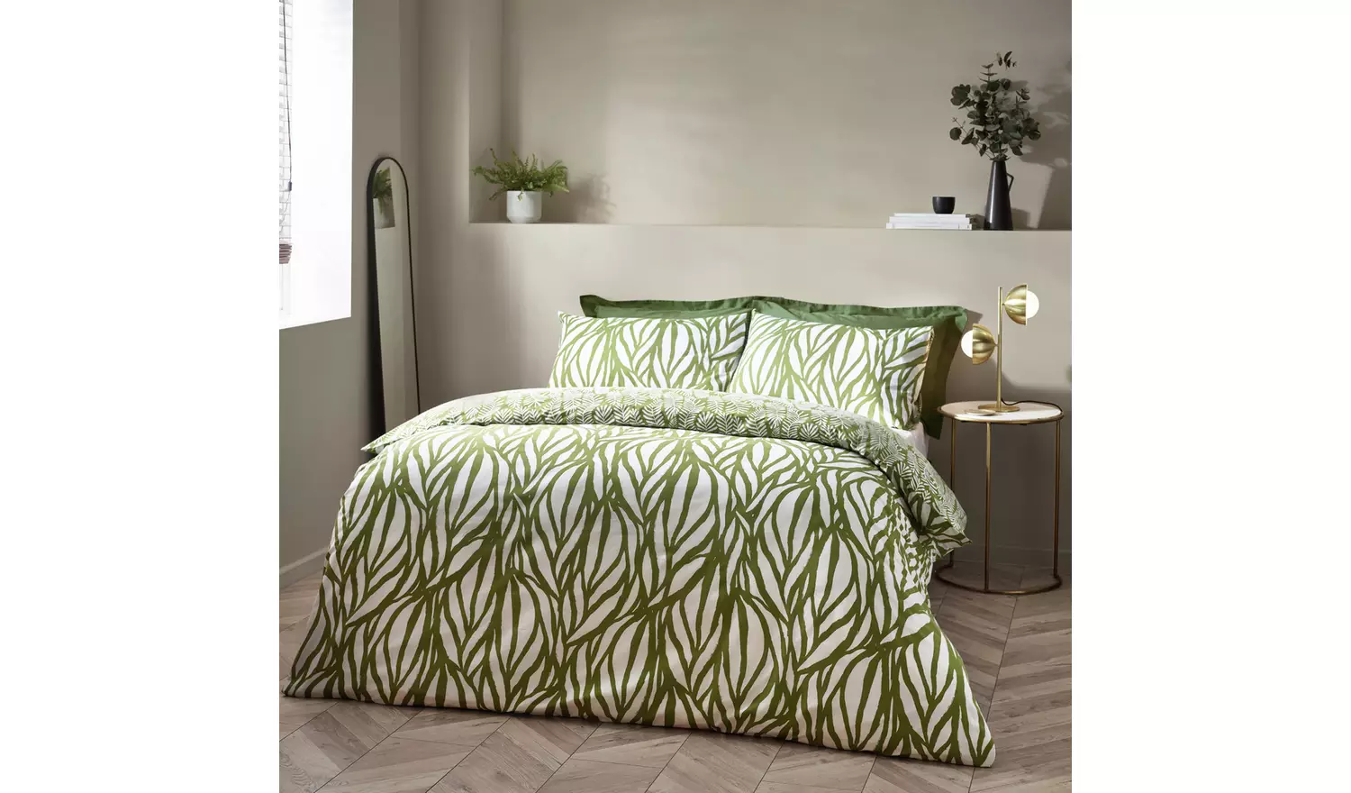 Hoem Frond Olive Green Bedding Set - Single