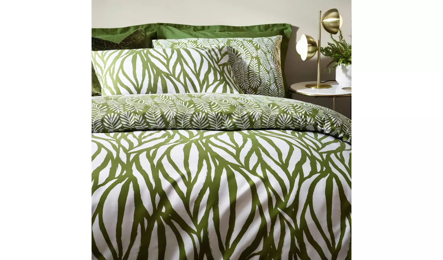 Hoem Frond Olive Green Bedding Set - Single