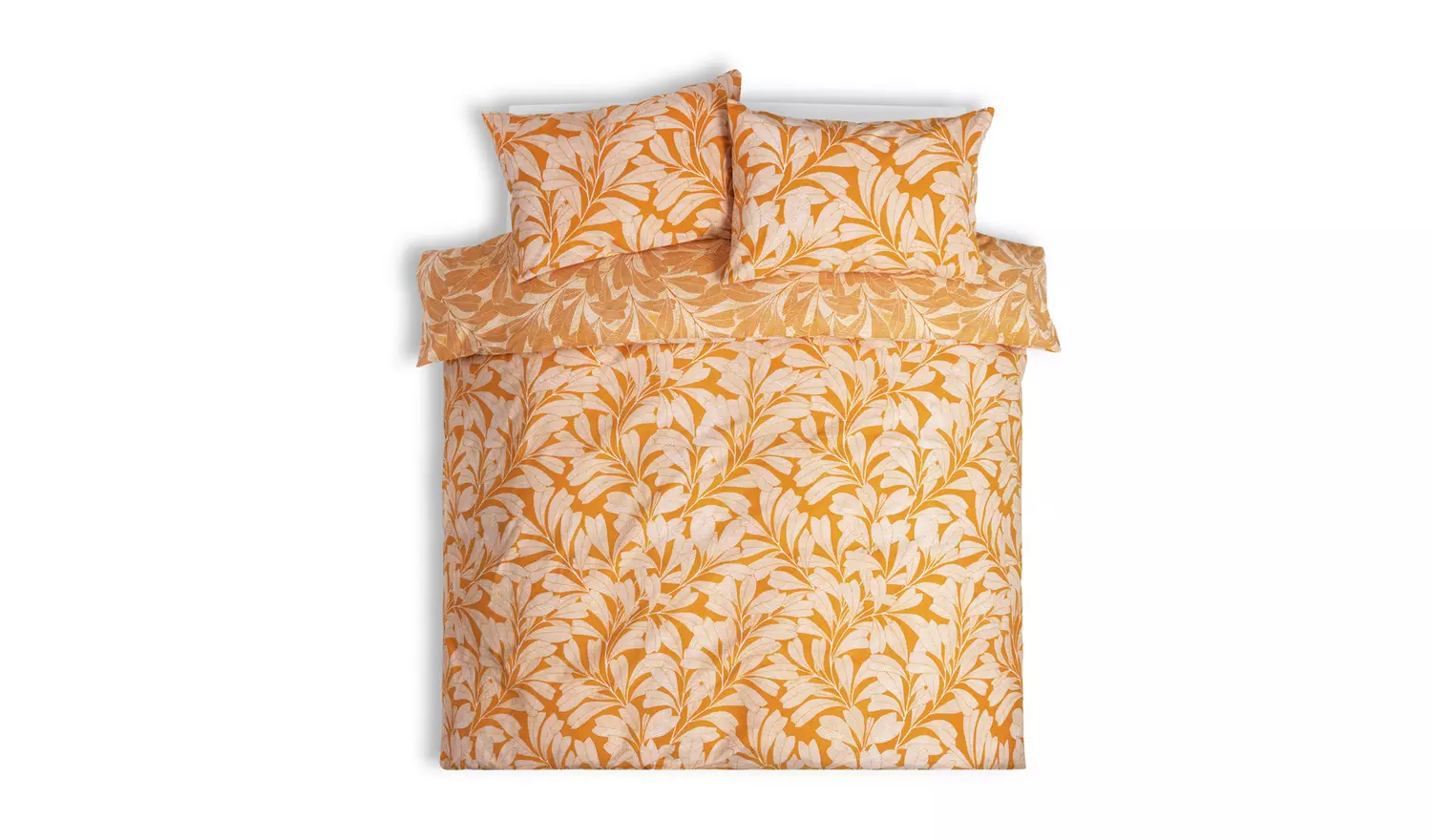 Habitat Cotton Linear Leaf Print Yellow Bedding Set-Kingsize