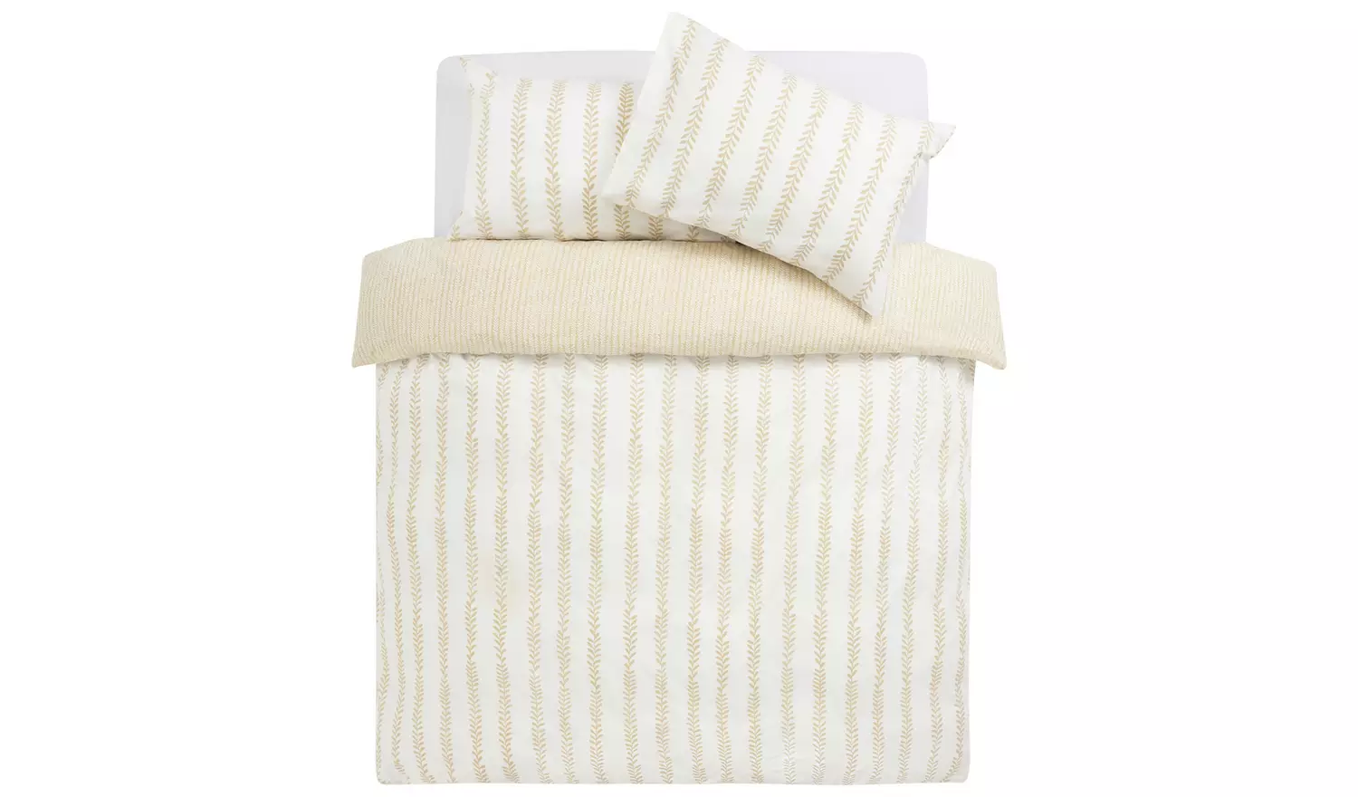 Argos Home Leaf Stripe Yellow Bedding Set - Superking