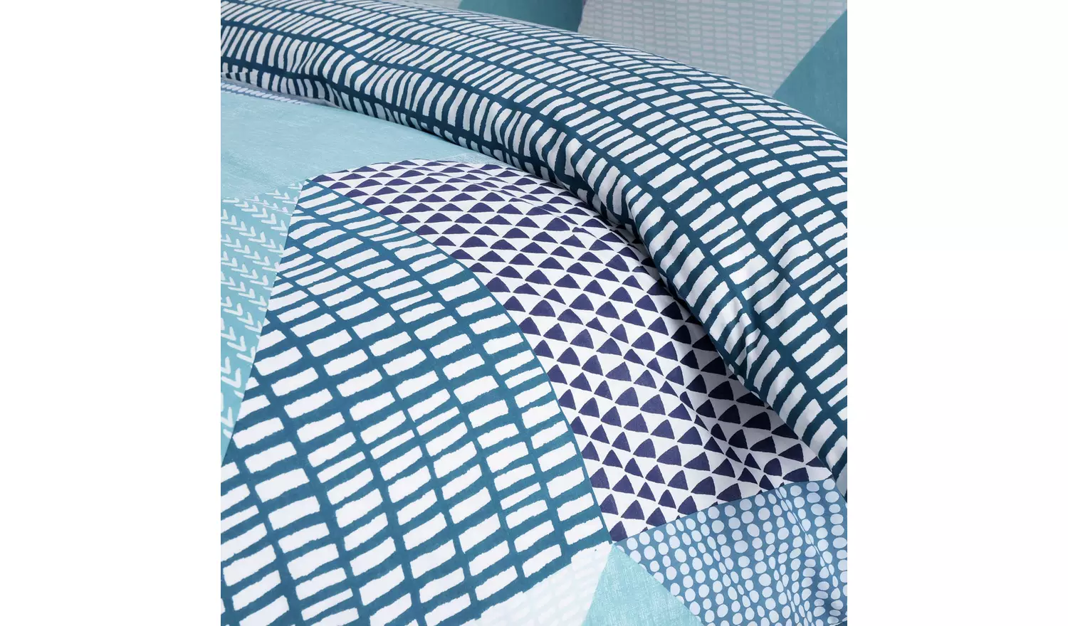 Catherine Lansfield Geometric Shapes Teal Bedding Set-Double