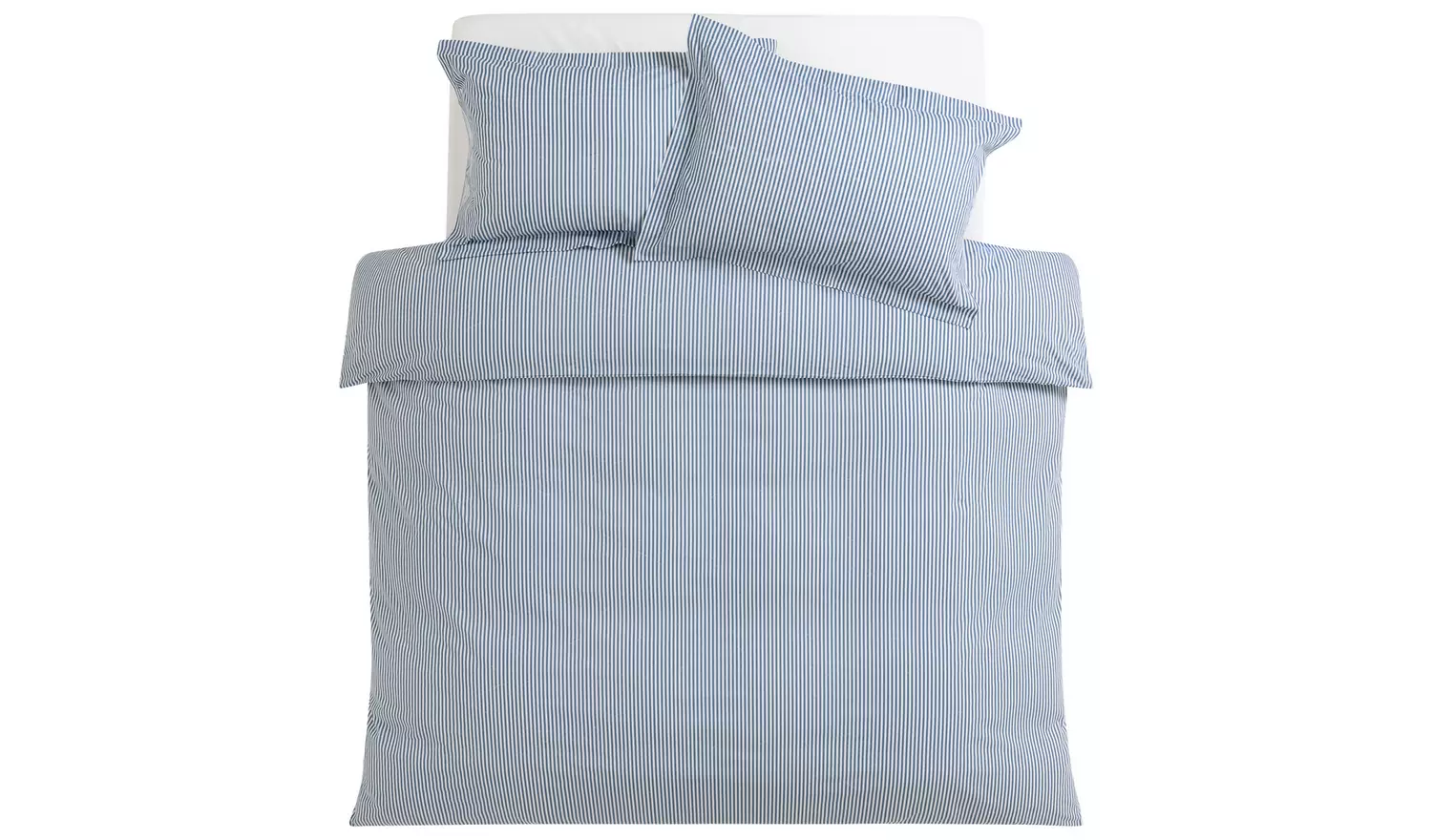 Habitat Cotton Denim Blue Stripe Bedding Set - Superking