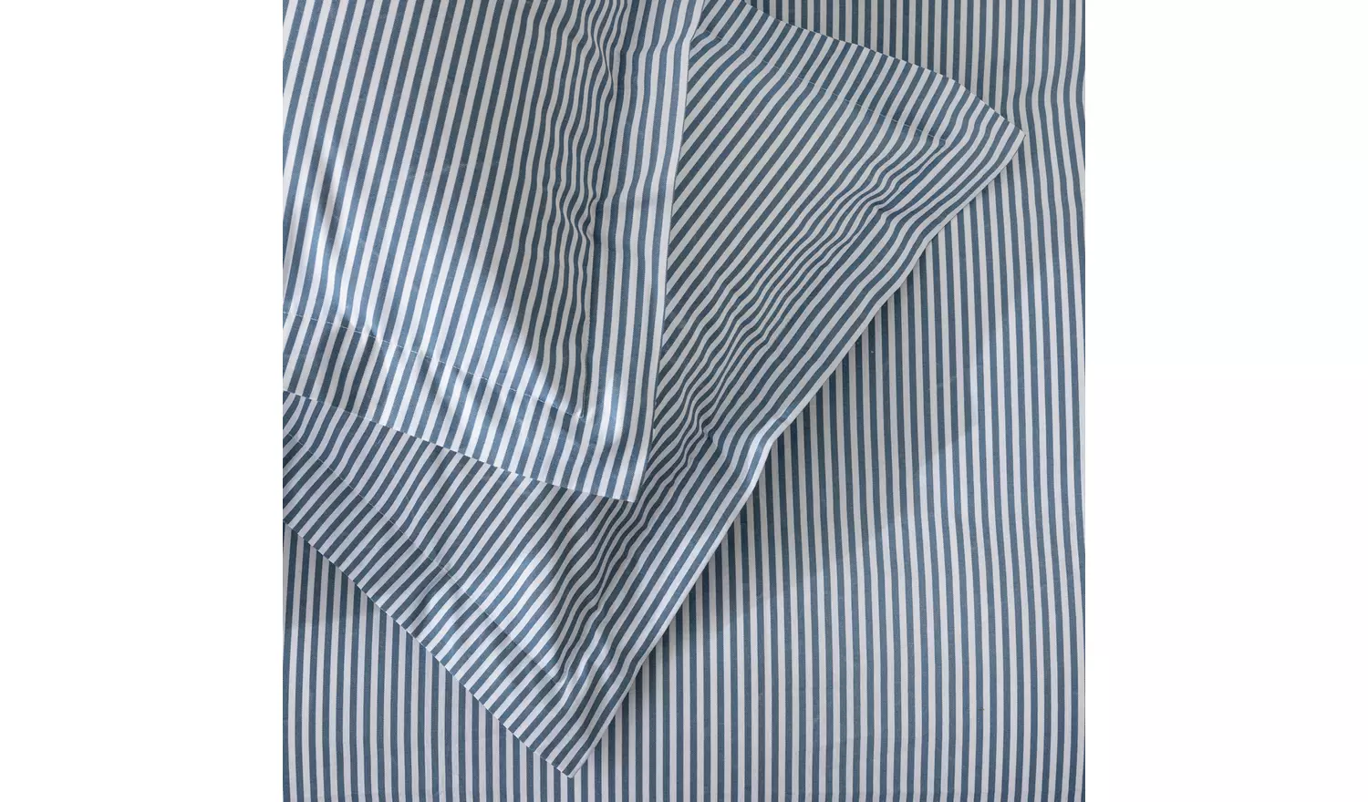 Habitat Cotton Denim Blue Stripe Bedding Set - Superking