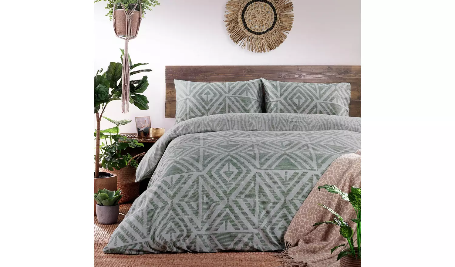 furn Tanza Sage Green Bedding Set - Double