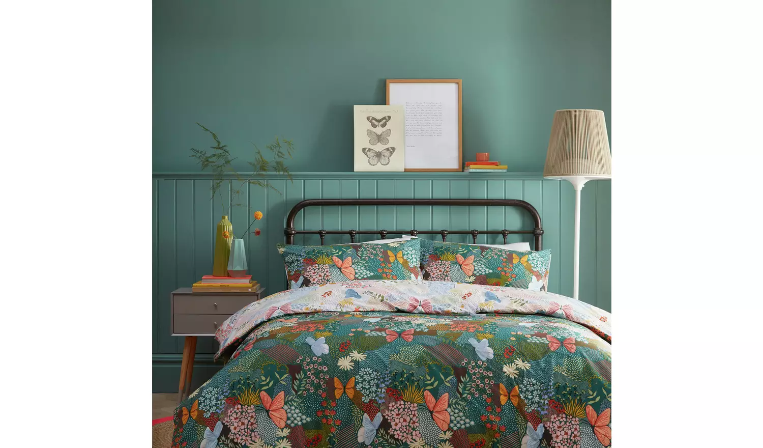 furn Forage Floral Teal Bedding Set - Double