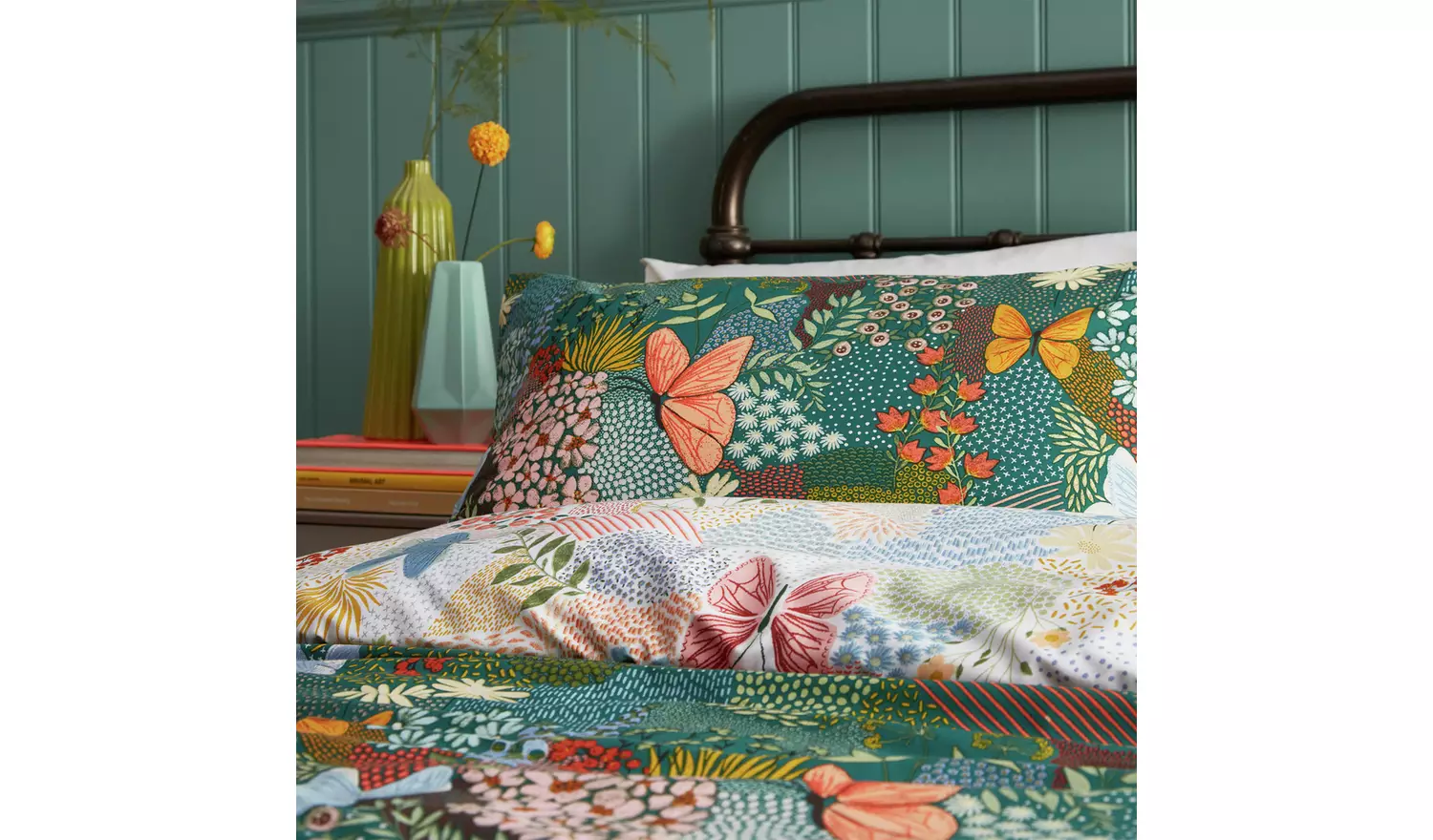 furn Forage Floral Teal Bedding Set - Double