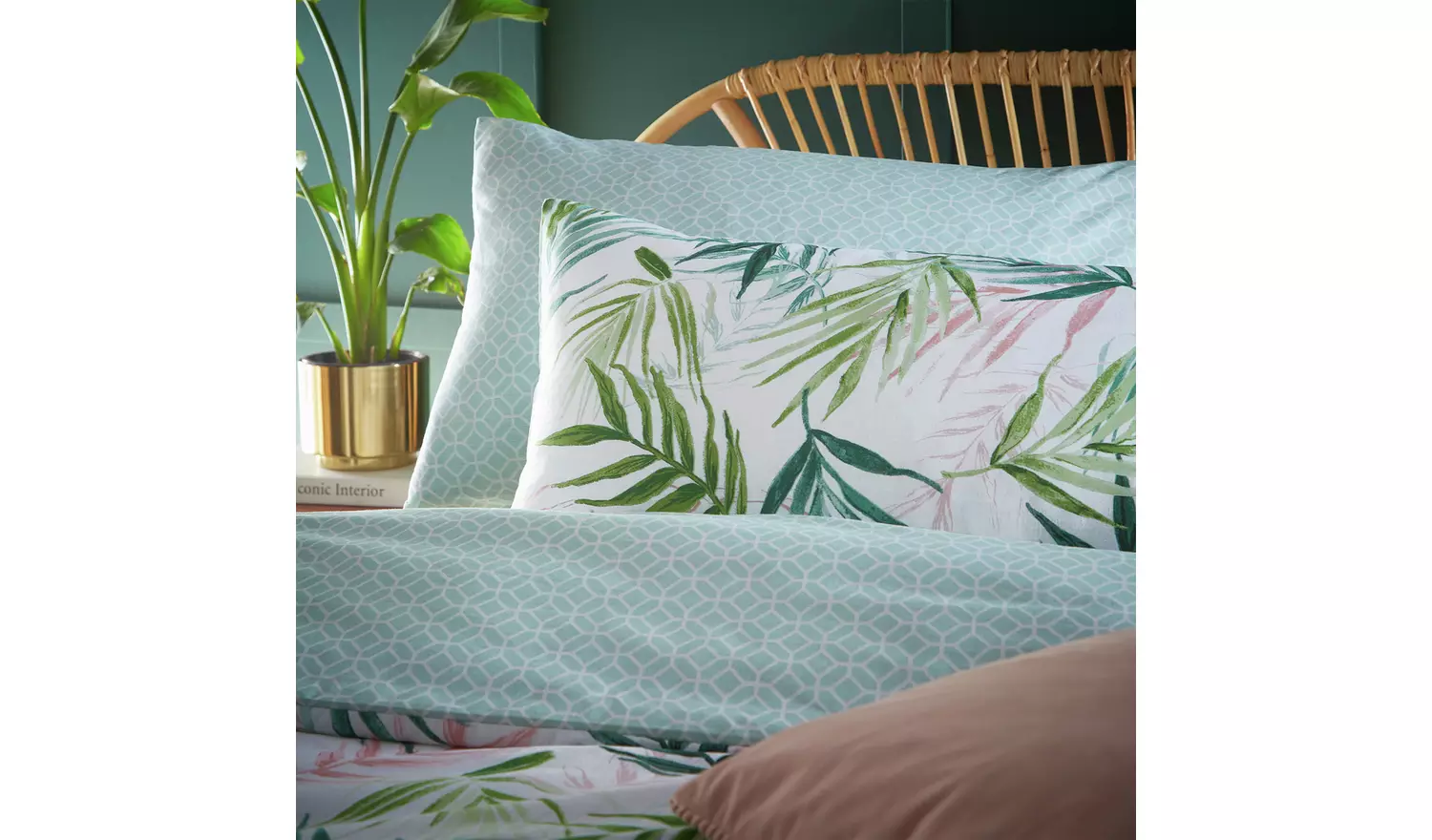 furn Bali Palm Green Bedding Set - Double