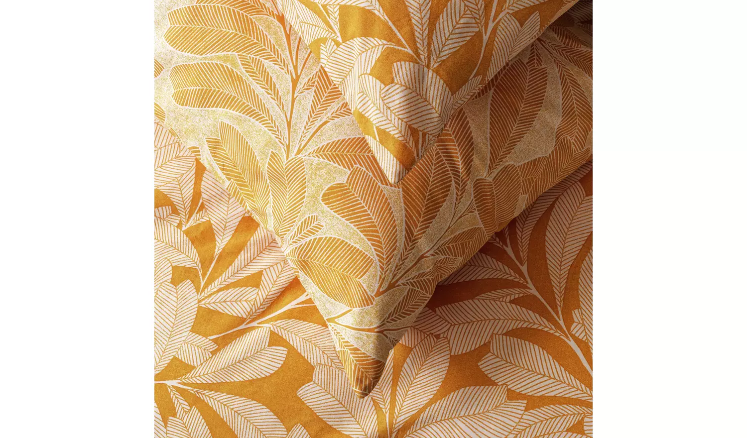 Habitat Cotton Linear Leaf Print Yellow Bedding Set- Double