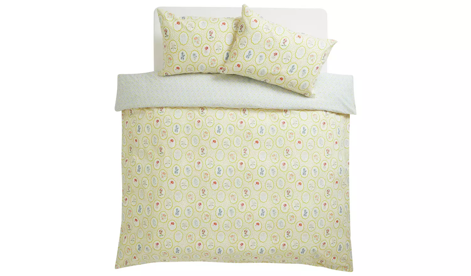 Argos Home Floral Woodblock Yellow Bedding Set - Double
