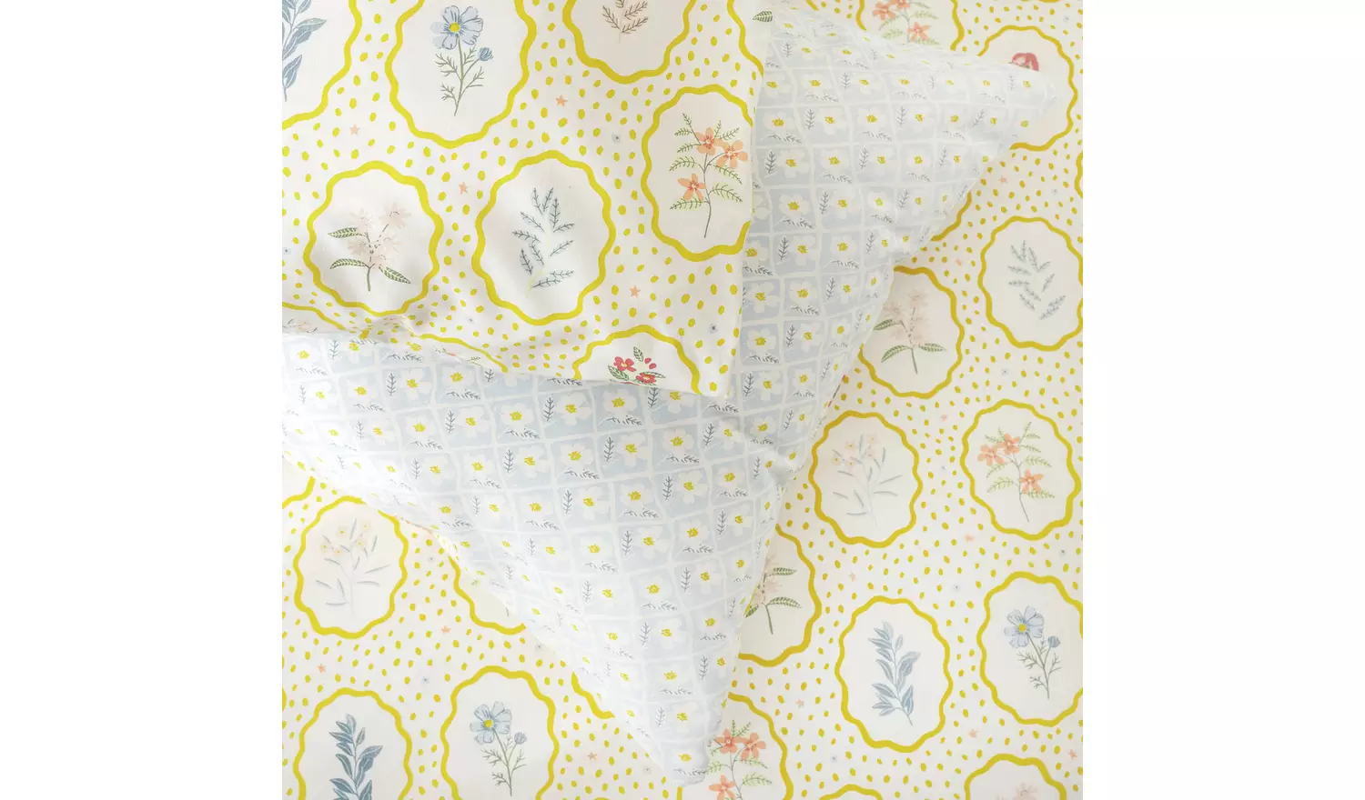 Argos Home Floral Woodblock Yellow Bedding Set - Double