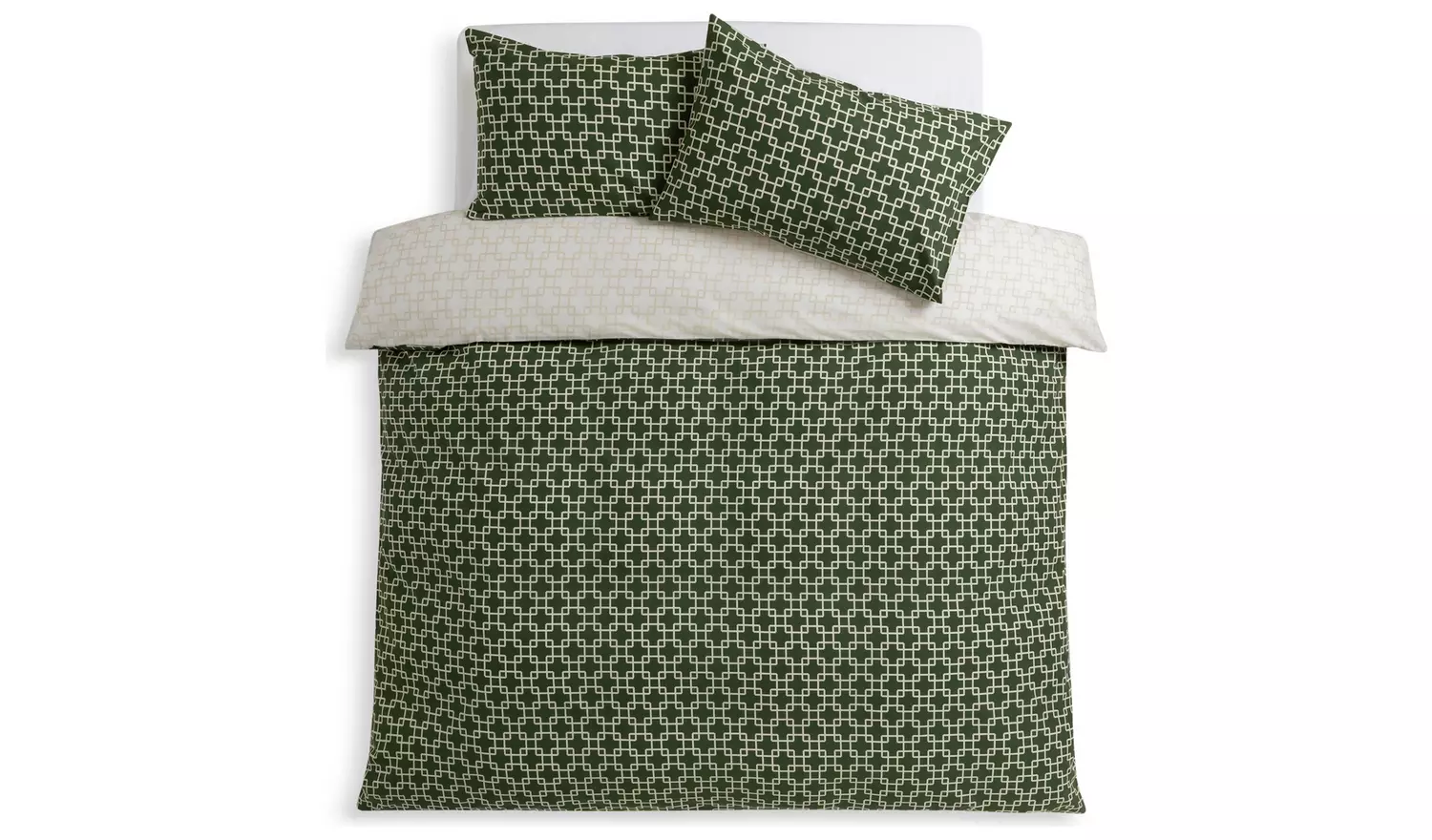 Habitat Geo Trellis Print Green Bedding Set - King size