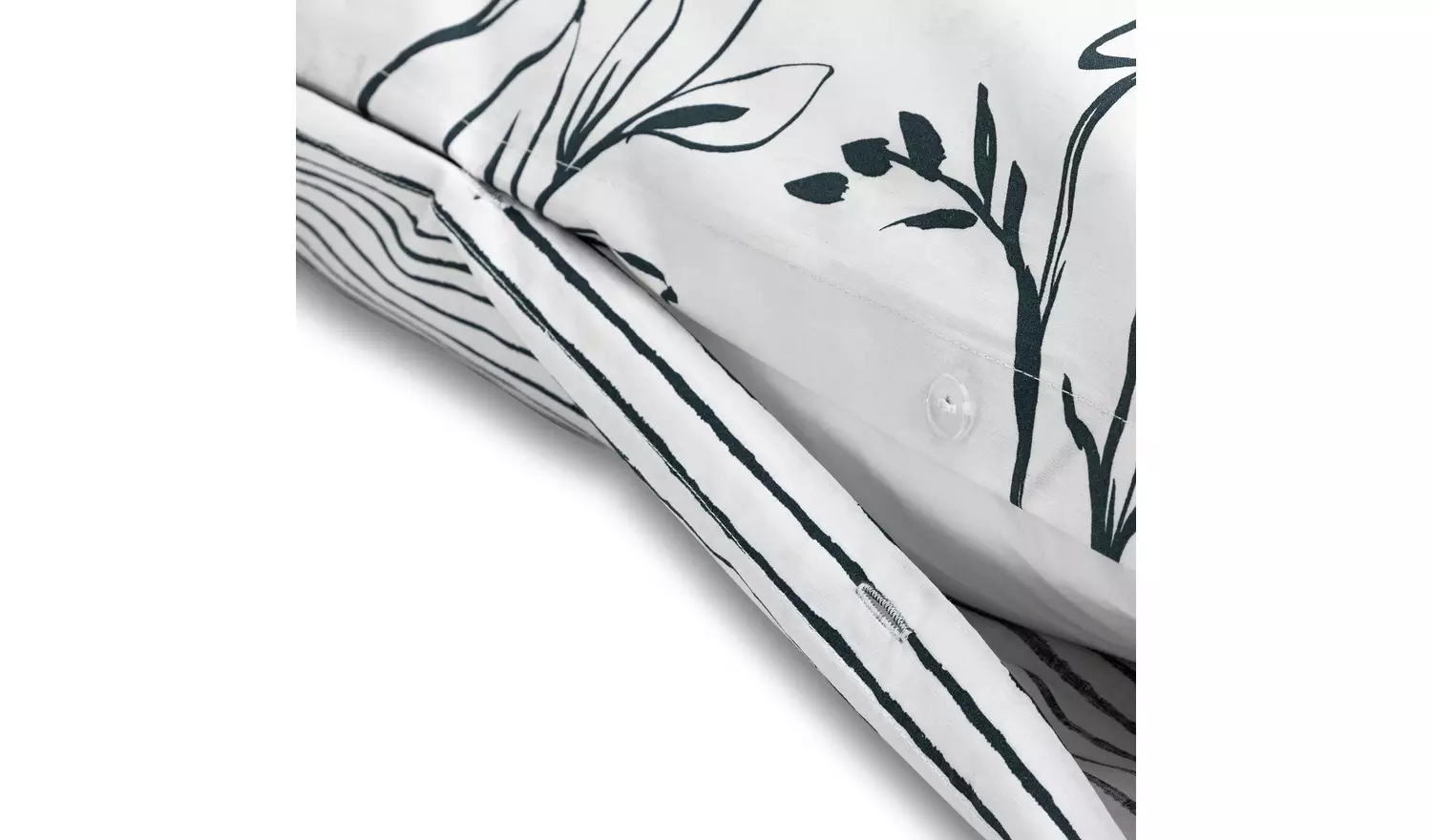 Habitat Loose Linear Floral White Bedding Set - Double
