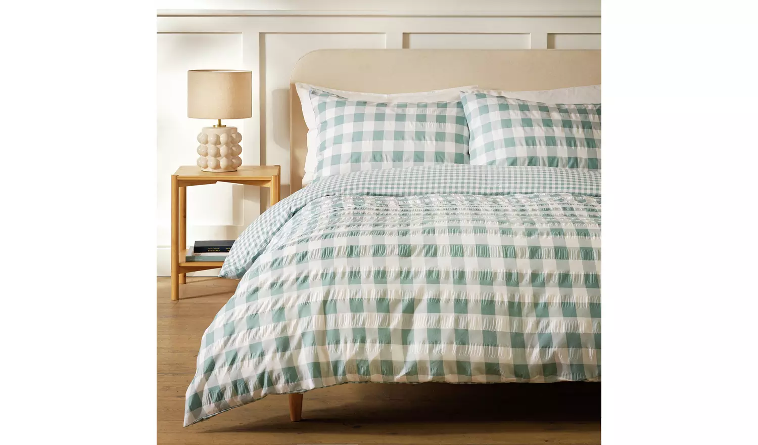 Argos Home Seersucker Check Blue Bedding Set - King size