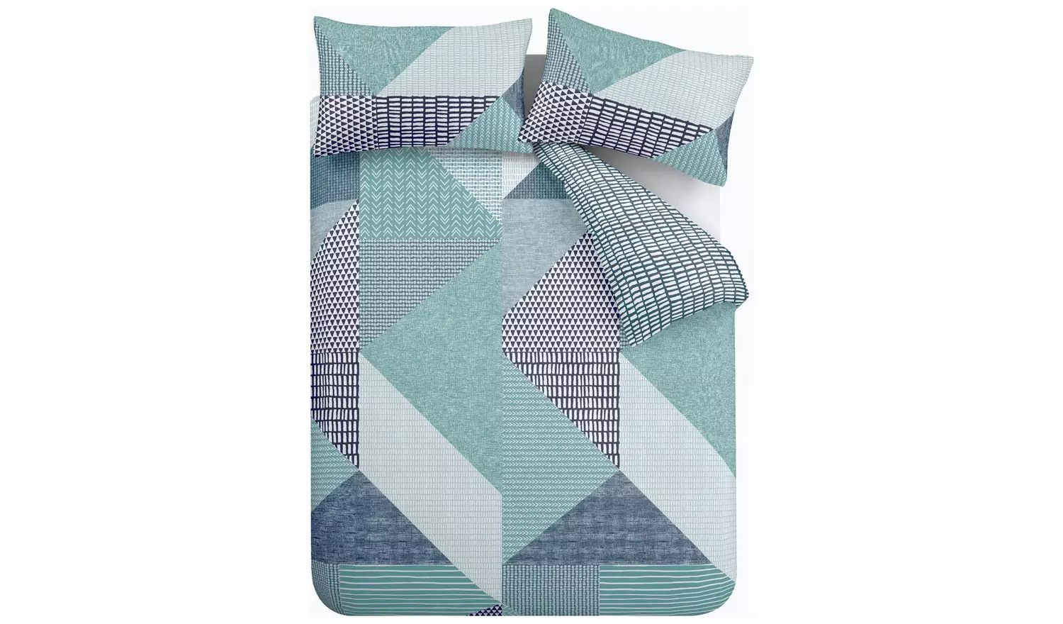 Catherine Lansfield Geometric Shapes Teal Bedding Set- King