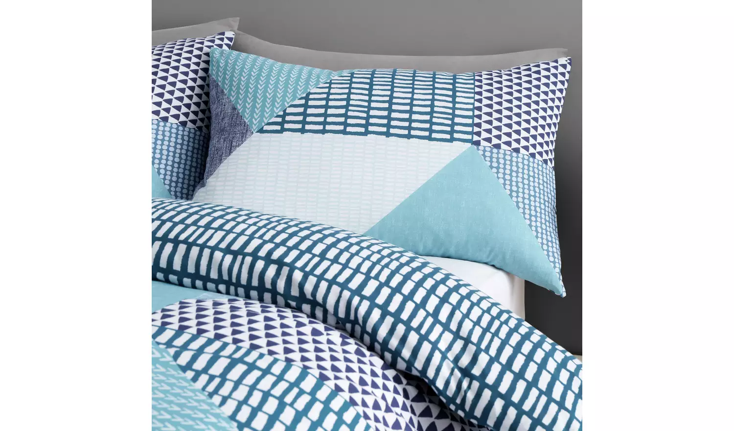 Catherine Lansfield Geometric Shapes Teal Bedding Set- King