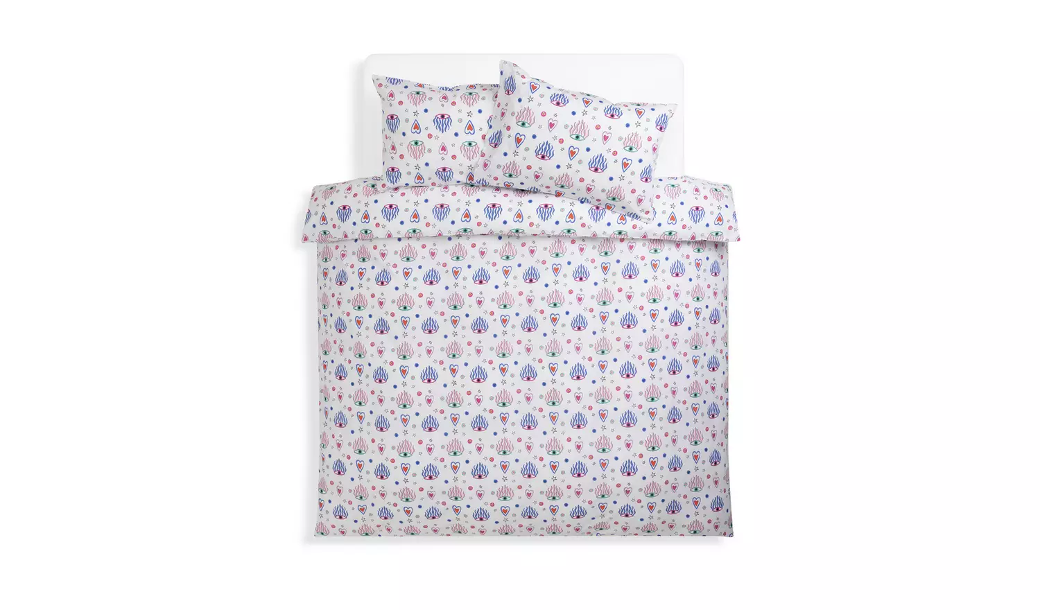 Habitat Cotton Eyes and Heart Print Bedding Set - Single
