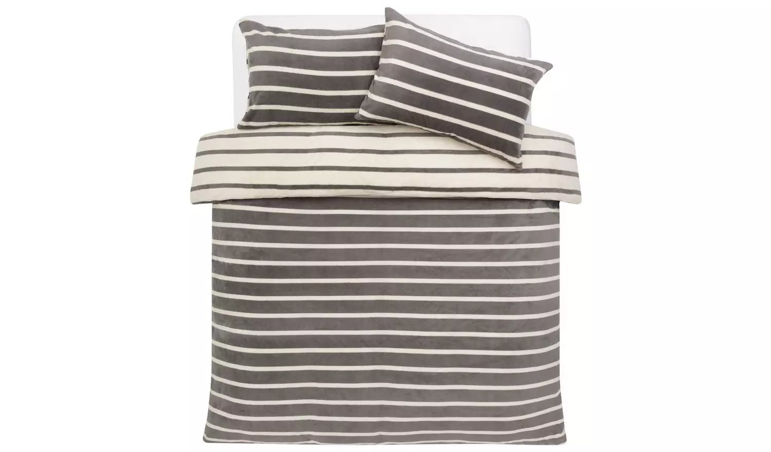 Argos Home Fleece Stripe Printed Bedding Set - Double