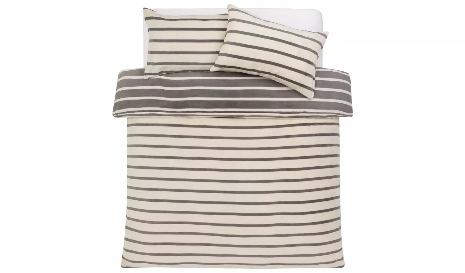 Argos Home Fleece Stripe Printed Bedding Set - Double