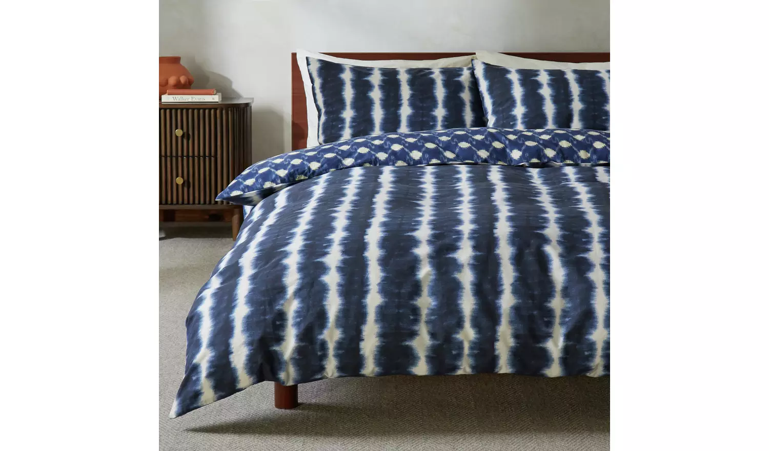 Habitat Shibori Texture Blue and White Bedding Set - Double