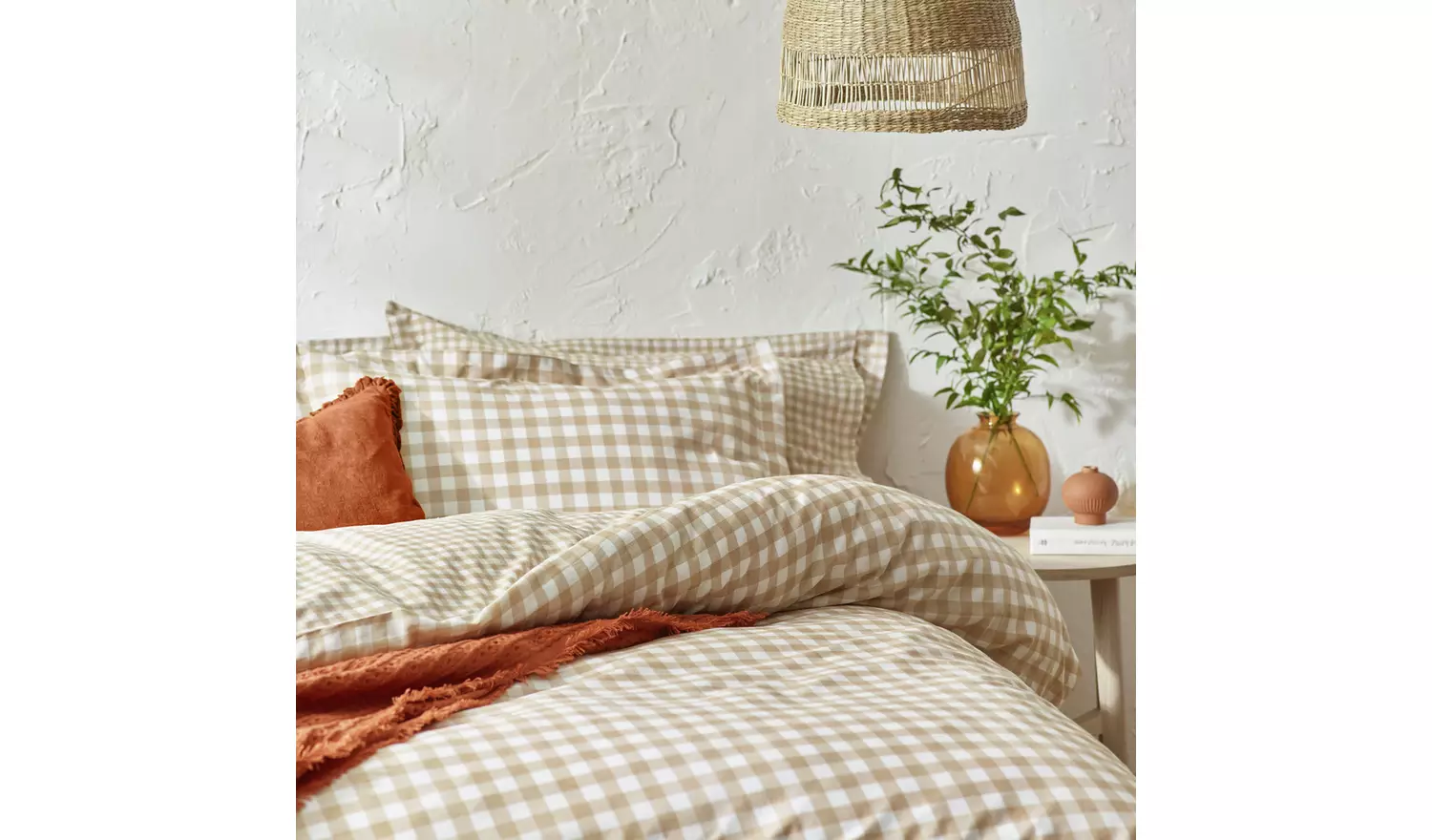 Yard Barton Cotton Check Biscuit Bedding Set - Double