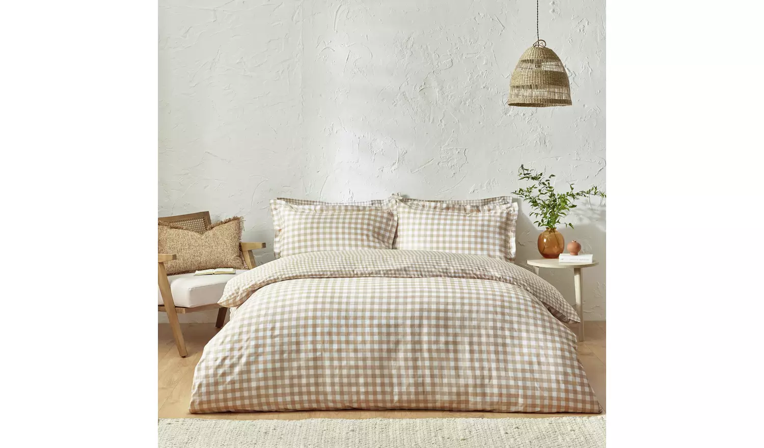 Yard Barton Cotton Check Biscuit Bedding Set - Double