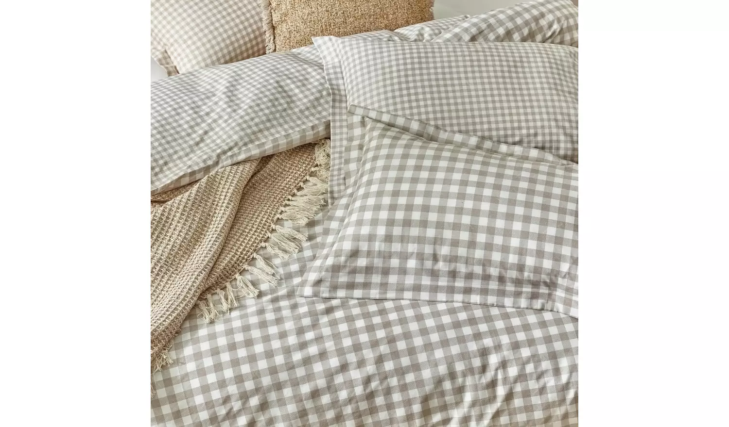 Yard Barton Cotton Check Natural Bedding Set - King size