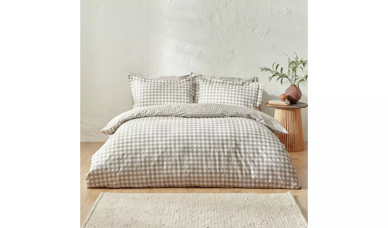Yard Barton Cotton Check Natural Bedding Set - King size