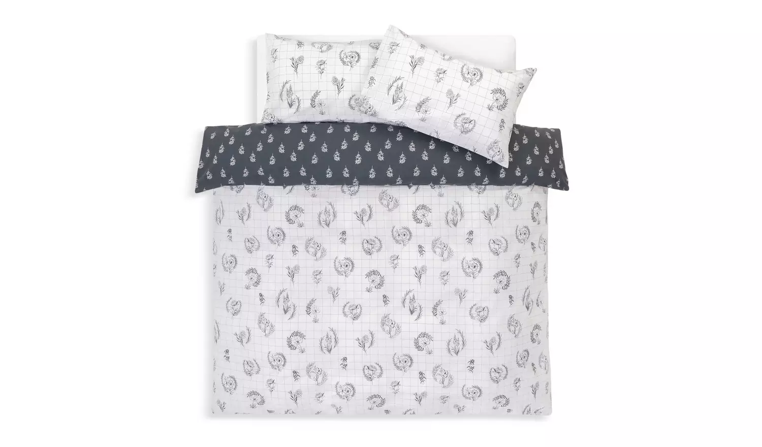 Habitat Floral Grid Print White and Blue Bedding Set - King