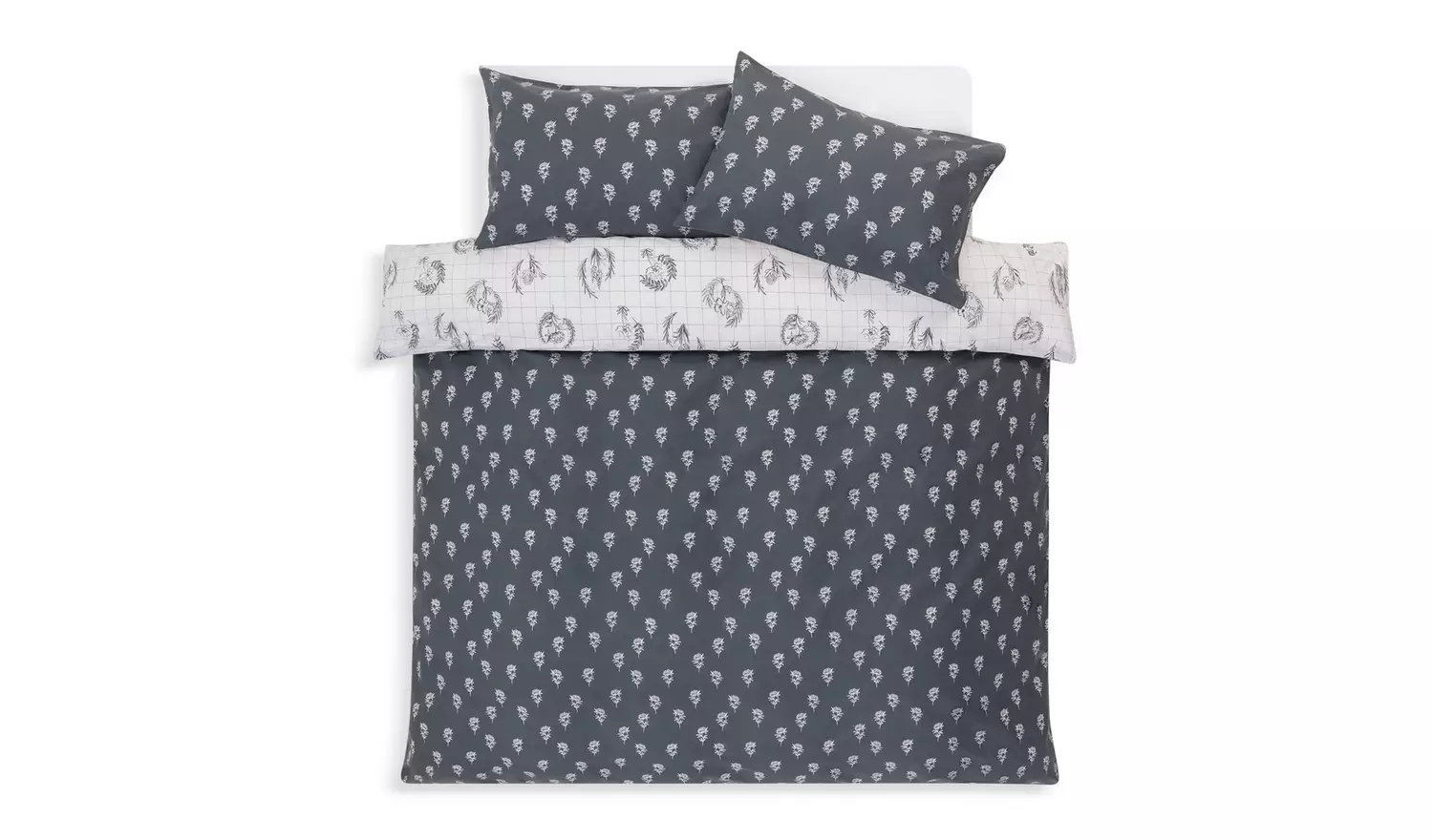 Habitat Floral Grid Print White and Blue Bedding Set - King