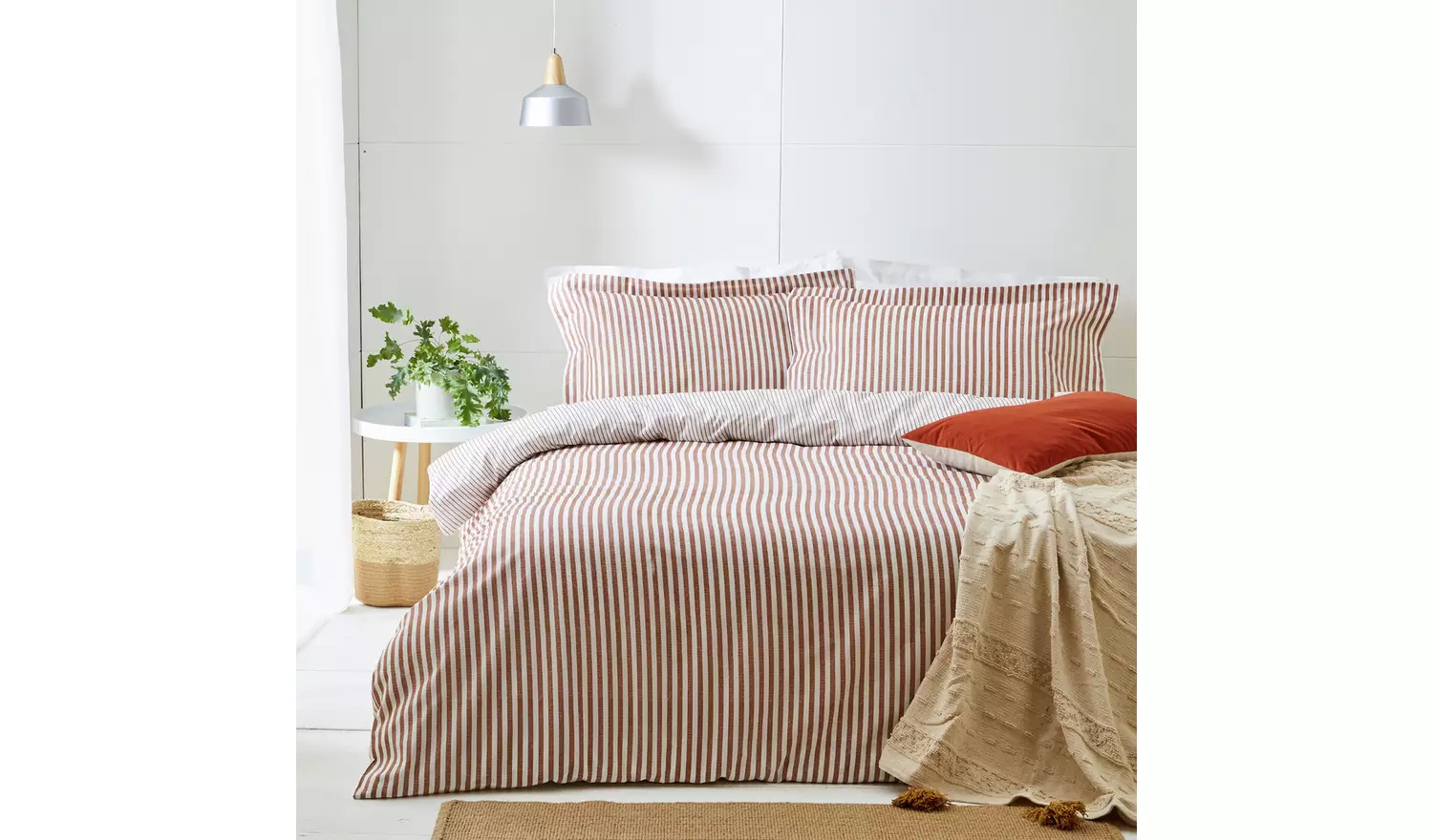 Yard Hebden Cotton Stripe Pecan Bedding Set - King size