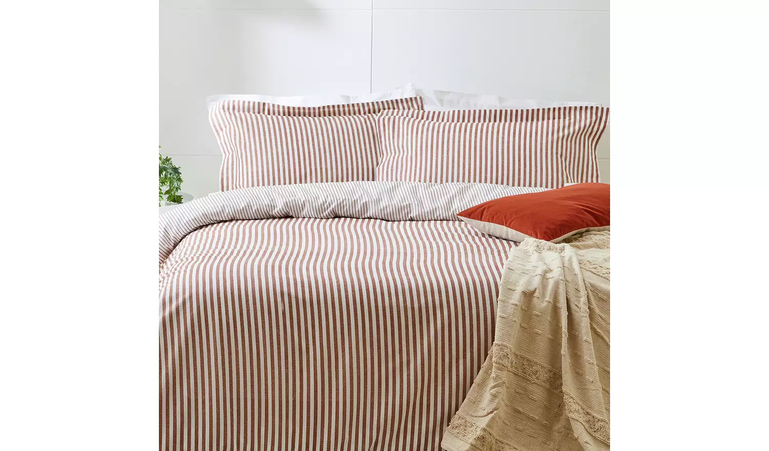Yard Hebden Cotton Stripe Pecan Bedding Set - King size