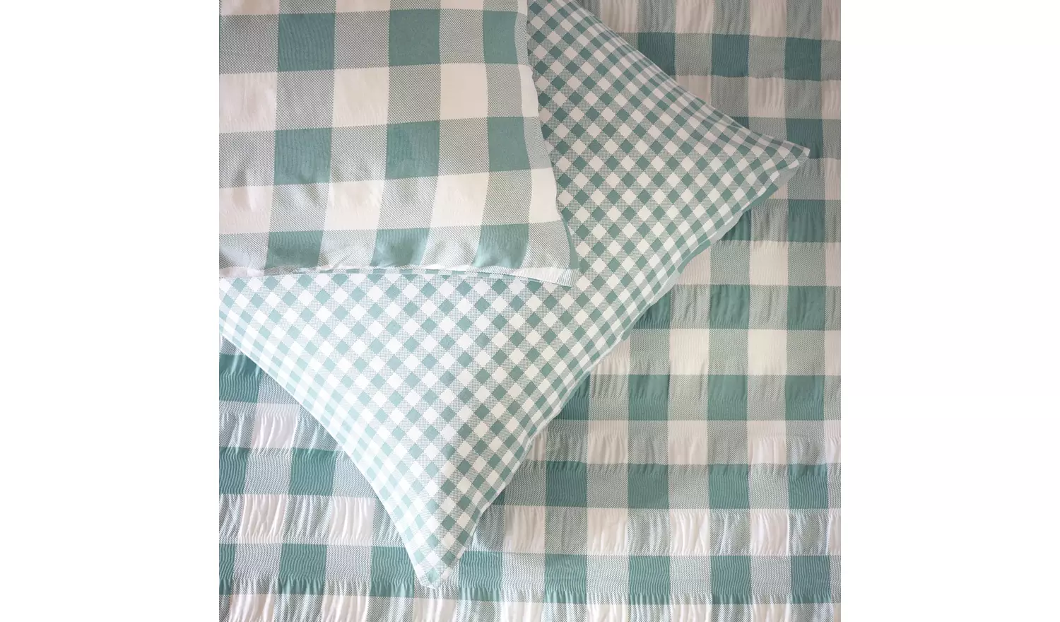 Argos Home Seersucker Check Blue Bedding Set - Superking