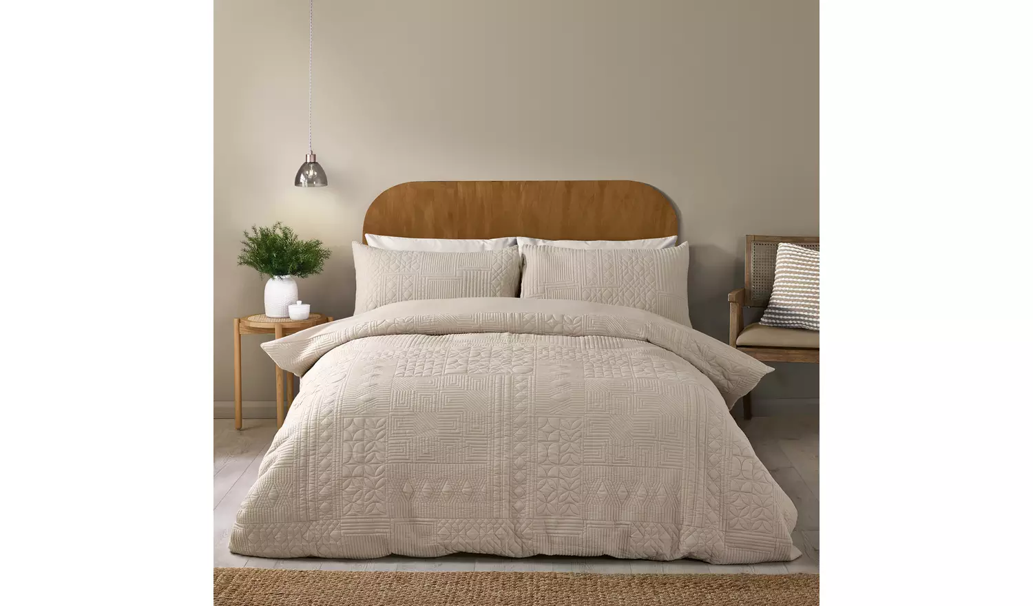 Catherine Lansfield Folkstone Geo Natural Bedding Set - King