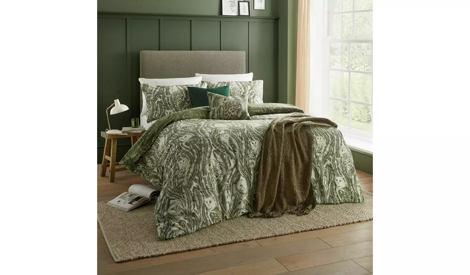 Wylder Albus Green and White Bedding Set - Superking
