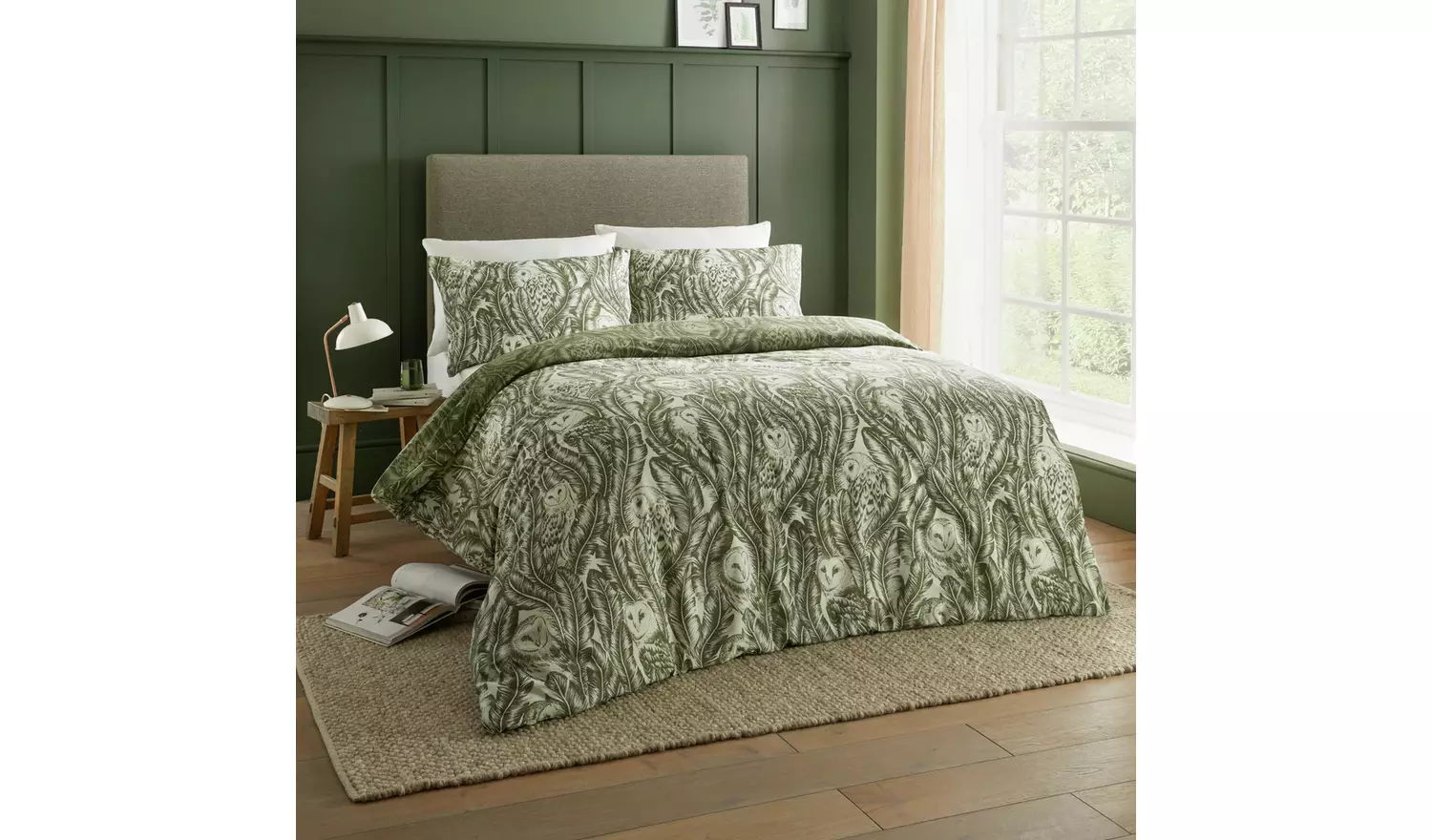Wylder Albus Green and White Bedding Set - Superking