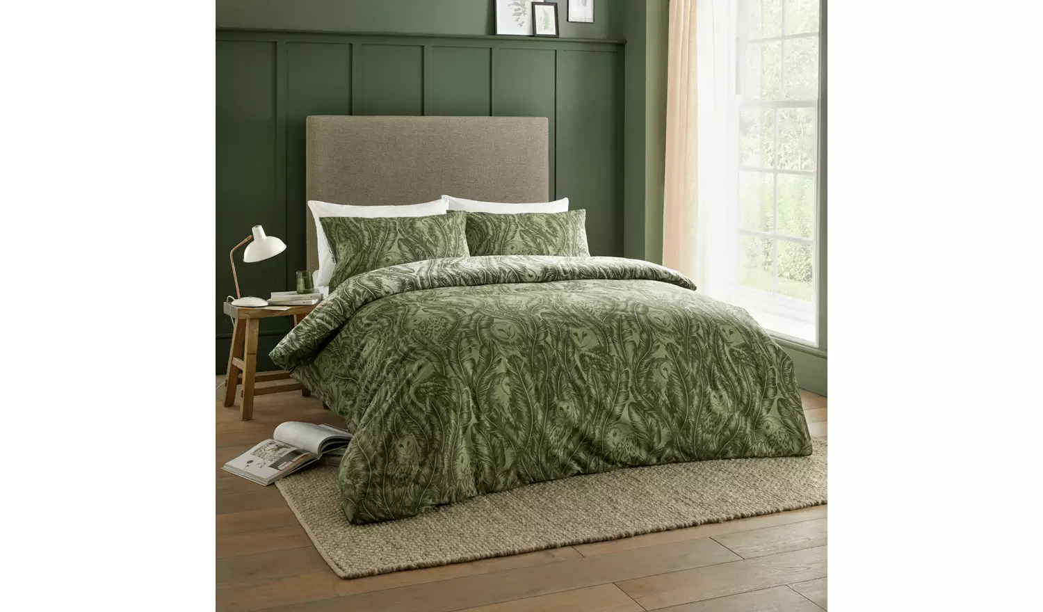 Wylder Albus Green and White Bedding Set - Superking
