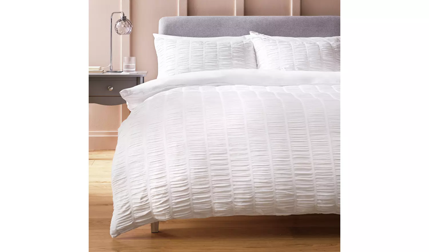 Argos Home Ruched Texture White Bedding Set - King size