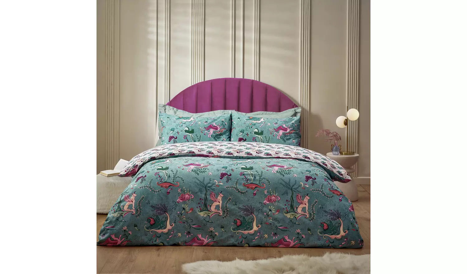 furn Athena Blue and White Bedding Set - King size