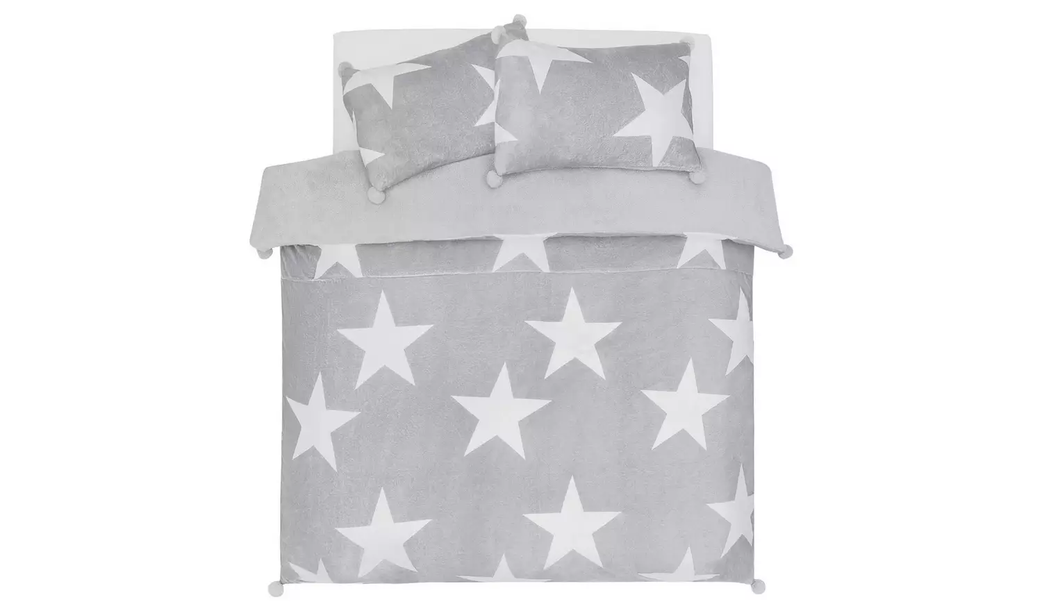 Argos Home Fleece Stars Grey & White Bedding Set - Single